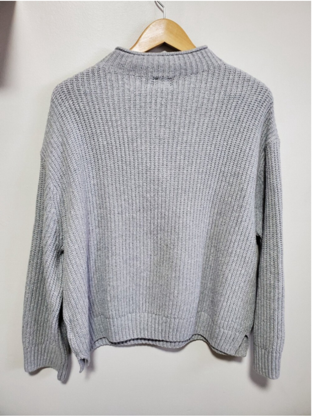 GAP Cashsoft Funnel Neck Oversized Sweater Grey Small Ribbed Knit Minimalist - Picture 9 of 13
